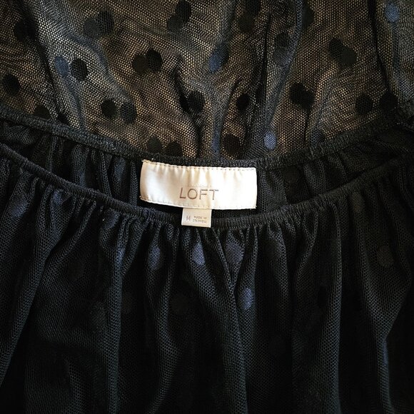 ANNE TAYLOR LOFT, 3/4 polka dot sheer black blouse - Picture 10 of 10